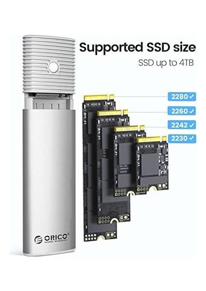 M.2 Nvme Sata SSD Muhafaza Adaptörü Aletsiz, USB C 3.2 Gen 2 10GBPS Nvme, 5gbps Ngff Sata Pcıe M-Anahtar (B+M Anahtar) 2230/2242/2260/2280, Alüminyum Harici M2 Kasa Desteği Uasp Trim-Pwem2-Wh