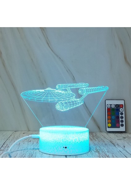 Uzay Gemisi Şeklinde 3D Renkli Dekoratif Gece Lambası Çok Renkli (Yurt Dışından)