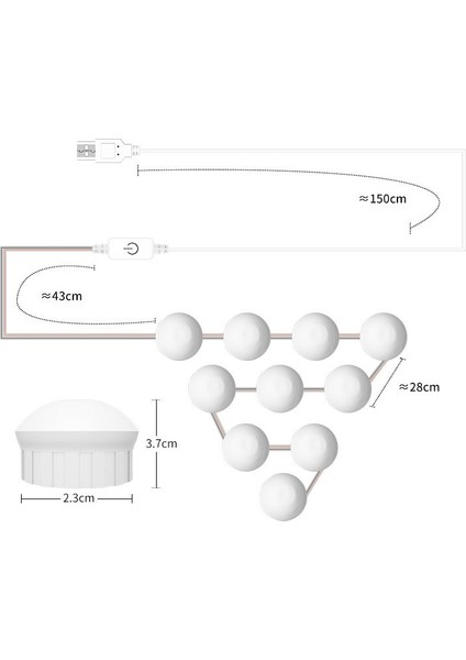 USB Dokunmatik Karartma Güzellik Dolgu Işığı 2 LED Beyaz (Yurt Dışından)