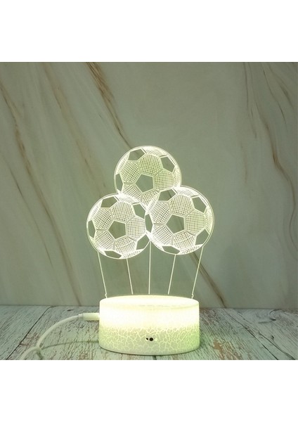 Üç Futbol Şekli 3D Renkli Dekoratif Gece Lambası Çok Renkli (Yurt Dışından)