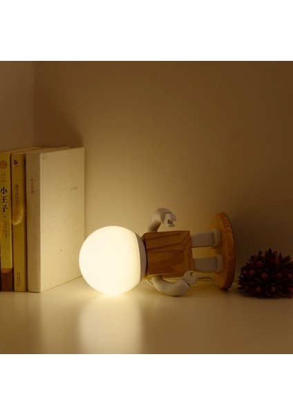 Ahşap Robot Masa Lambası, Stil:plug-In Çok Renkli (Yurt Dışından)