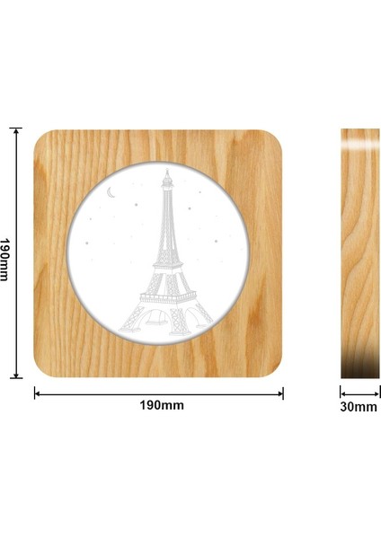Eyfel Kulesi Şekli USB Ahşap Gece Lambası Eyfel Kulesi Beyaz (Yurt Dışından) modelleri