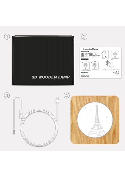Eyfel Kulesi Şekli USB Ahşap Gece Lambası Eyfel Kulesi Beyaz (Yurt Dışından) fırsatları