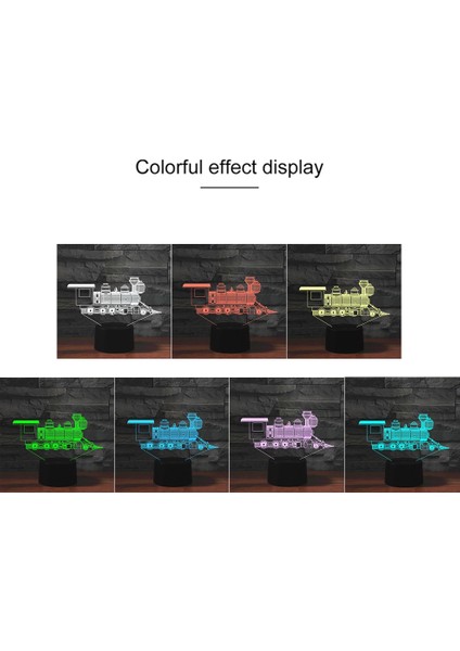 3D LED Dekoratif Gece Lambası Lokomotif 2 Çok Renkli (Yurt Dışından)