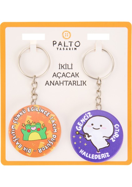 Tacım Düşüyor 2'li Metal Anahtarlık Seti - Renkli - 10 cm