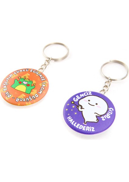Tacım Düşüyor 2'li Metal Anahtarlık Seti - Renkli - 10 cm modelleri