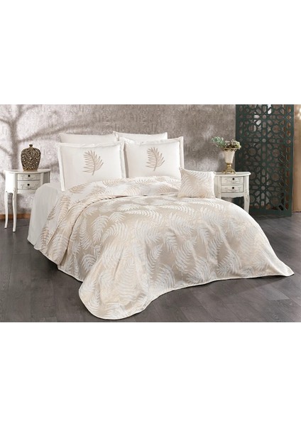 Palmiye Pike Takımı Çift Kişilik Wedding 7 Parça Krem