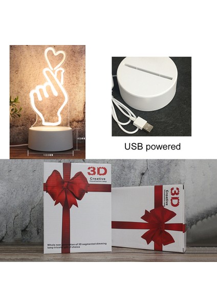 3D Üç Renkli LED Dekoratif Gece Lambası Domuz Beyazı (Yurt Dışından)