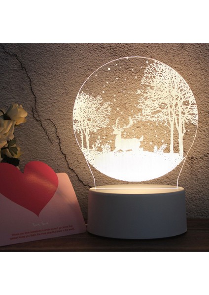 Yaratıcı 3D Üç Renkli LED Dekoratif Gece Lambası, Düğme Fiş Versiyonu Beyaz (Yurt Dışından)