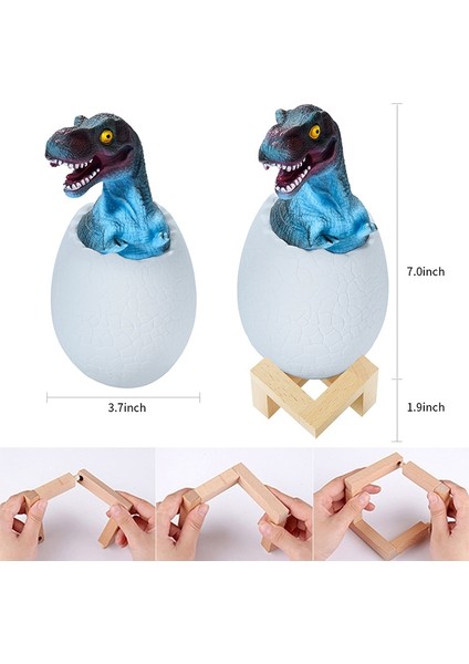 Tyrannosaurus Shape Gece Lambası, 3 Renkli Patting Versiyonu Çok Renkli (Yurt Dışından)