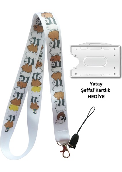Kafadar Ayılar Geniş Kart Askısı Yaka Kartı Boyun Askı Ipi Telefon Askısı Yatay Dikey Kart Koruyucu