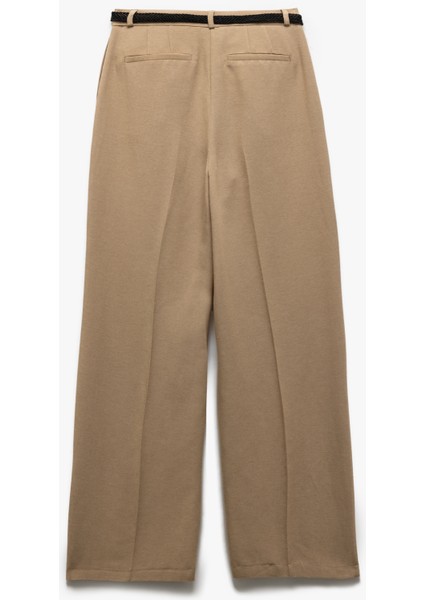 Viskon Keten Karışımlı Cepli Düz Bol Paça Kumaş Pantolon indirimleri