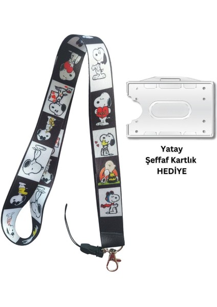 Snoopy Kart Askısı Yaka Kartı Boyun Askı Ipi Telefon Askısı Yatay Dikey Kart Koruyucu