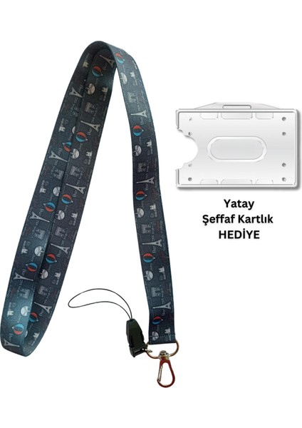 Eyfel Kulesi Kart Askısı Yaka Kartı Boyun Askı Ipi Telefon Askısı