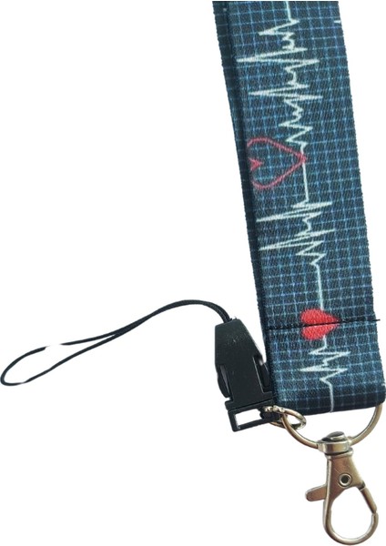 Lacivert Ekg Kalp Ritmi Kart Askısı Yaka Kartı Boyun Askı Ipi Telefon Askısı Yatay Dikey Kart Koruyucu modelleri