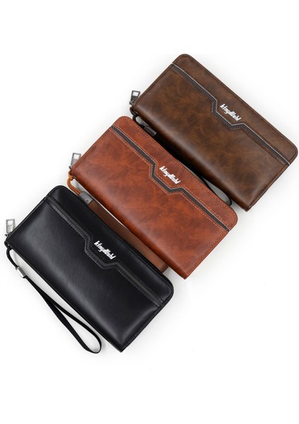 Erkek Uzun Cüzdan Iş Gündelik Fermuarlı Clutch Büyük Kapasiteli Çoklu Kart Yuvası Cep Telefonu Çantası (Yurt Dışından) fiyatları