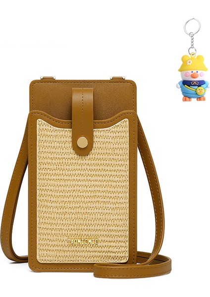 Crossbody Çanta Kadın Banliyö Cep Telefonu Çantası Basit Fermuarlı Moda Kimlik Bozuk Para Cüzdanı Kart Tutucu (Yurt Dışından)