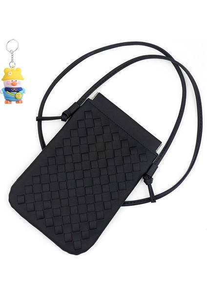 Moda Cep Telefonu Çantası Dokuma Doku Mini Omuz Crossbody Çantası Gündelik Değişim Depolama Çantası Kadın (Yurt Dışından)