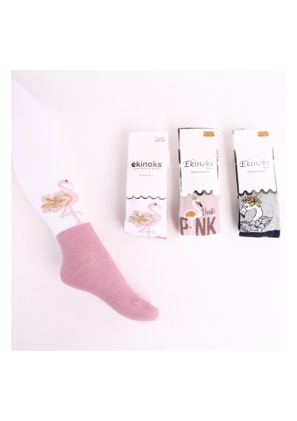 2'li Paket Kuğu/farfalla Desen Kız Mevsimlik Külotlu Çorap