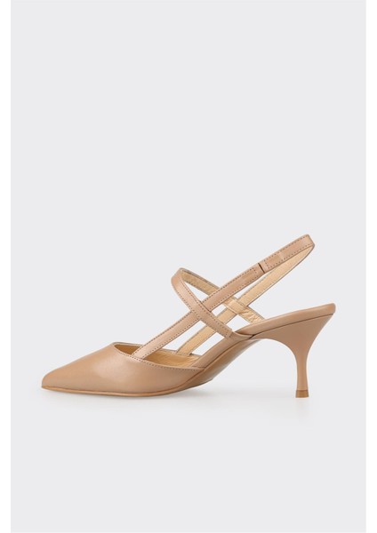 Naturel Deri Kadın Topuklu Ayakkabı modelleri