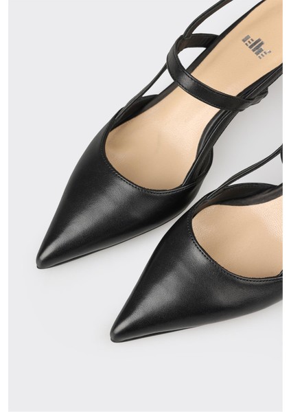 Siyah Deri Kadın Topuklu Ayakkabı fırsatları