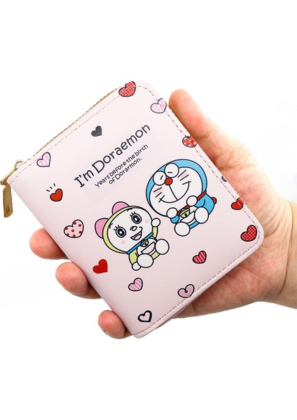 Mini Karikatür Cüzdan Doraemon Para Cüzdanı Öğrenci Para Cüzdanı Kart Tutucu 2-1 Taşınabilir Cüzdan Fermuarlı (Yurt Dışından)