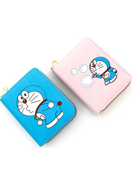 Mini Karikatür Cüzdan Doraemon Para Cüzdanı Öğrenci Para Cüzdanı Kart Tutucu 2-1 Taşınabilir Cüzdan Fermuarlı (Yurt Dışından)