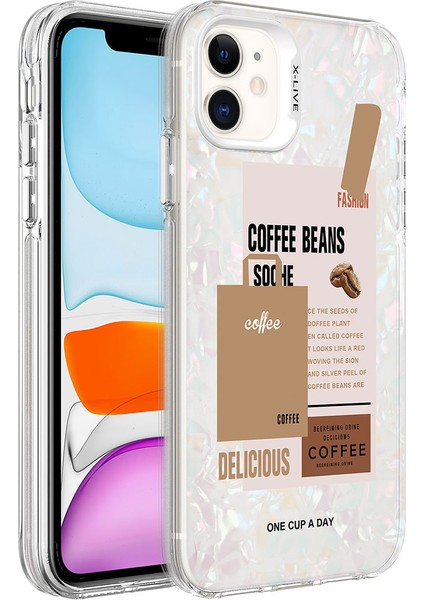 Apple iPhone 12 Uyumlu Mermer Desenli Marbello Kapak-Kahverengi