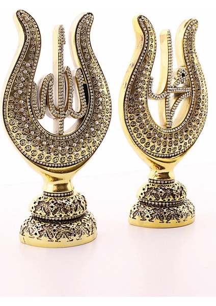 2'li Gold Allah Muhammed Lale Lafız Orta Boy Biblo 22 cm modelleri