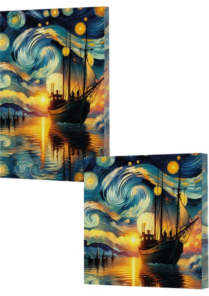 Vivago Art Van Gogh 2 Gemi 14X20 Çizgili DEFTER-15X15 Çizgisiz Defter Seti (320 Sayfa)