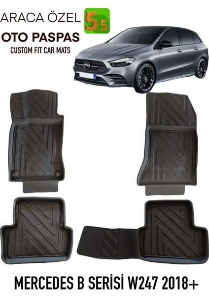 Newdeco Mercedes B Serisi W247 2018 ve Sonrasi Için 5,5d Carbon Style Havuzlu Paspas - Tpe Malzeme fiyatları