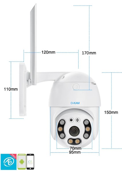 Pro Drs-3038 3MP 360° Görüş Hareketli WiFi Waterproof Akıllı Güvenlik Kamerası indirimleri