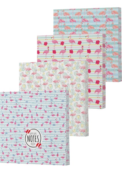 Vivago Art Flamingo Serisi 15X15 Çizgisiz Defter Seti (4X160 Sayfa)