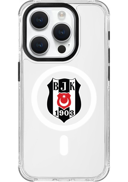 Apple iPhone 15 Pro Beşiktaş Magsafe Logo Şeffaf Telefon Kılıfı