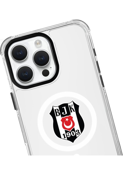 Apple iPhone 16 Beşiktaş Magsafe Logo Şeffaf Telefon Kılıfı