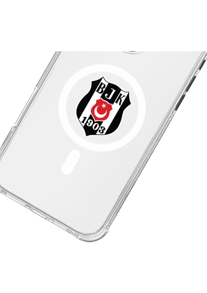 Apple iPhone 16 Beşiktaş Magsafe Logo Şeffaf Telefon Kılıfı