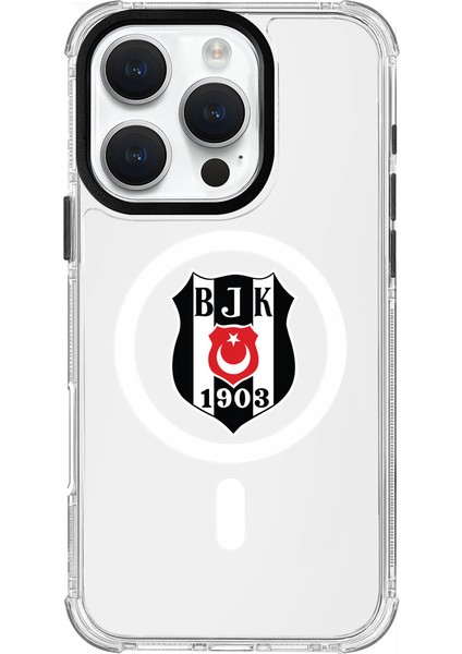 Apple iPhone 16 Pro Beşiktaş Magsafe Logo Şeffaf Telefon Kılıfı