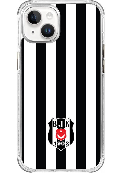 Apple iPhone 13 Beşiktaş Çubuklu Logo Şeffaf Telefon Kılıfı