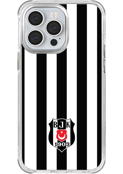 Apple iPhone 13 Pro Beşiktaş Çubuklu Logo Şeffaf Telefon Kılıfı