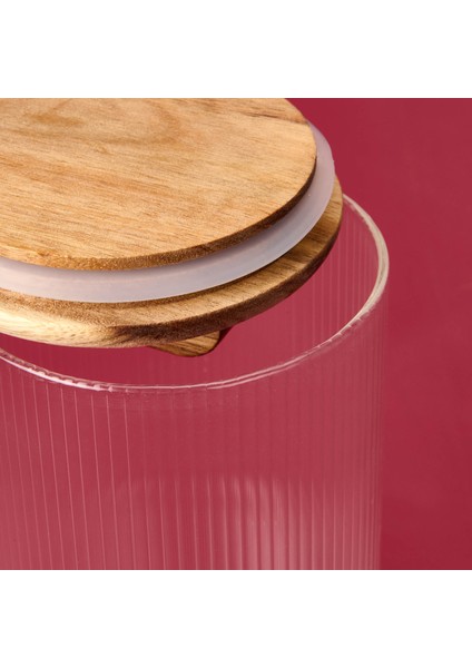 Akasya Kapaklı Cam Erzak Kabı - Kahverengi / Şeffaf - 1200 ml fırsatları