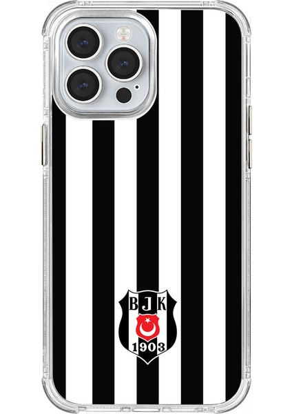 Apple iPhone 13 Pro Max Beşiktaş Çubuklu Logo Şeffaf Telefon Kılıfı