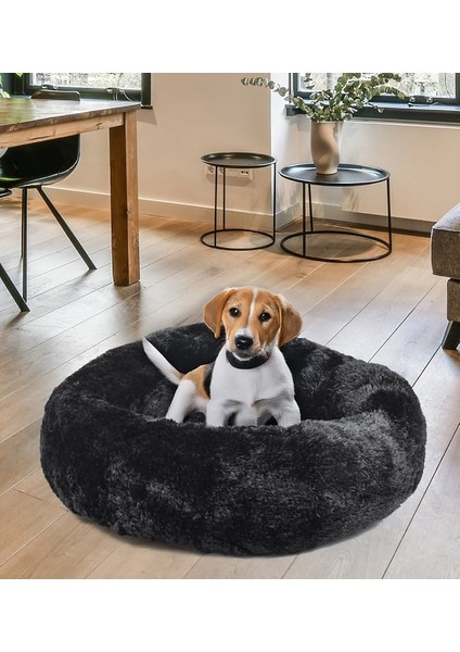 Legosh Peluş Köpek Yatağı - Yumuşak ve Konforlu Evcil Hayvan Yatağı (Siyah)