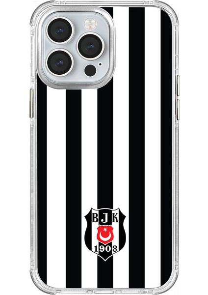 Apple iPhone 14 Pro Max Beşiktaş Çubuklu Logo Şeffaf Telefon Kılıfı