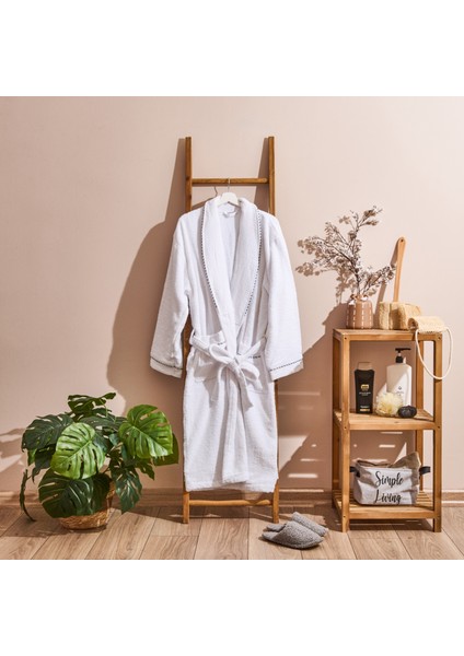 Soft Gent Erkek Bornoz - Beyaz - S / M