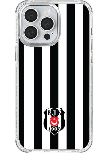 Apple iPhone 15 Pro Max Beşiktaş Çubuklu Logo Şeffaf Telefon Kılıfı