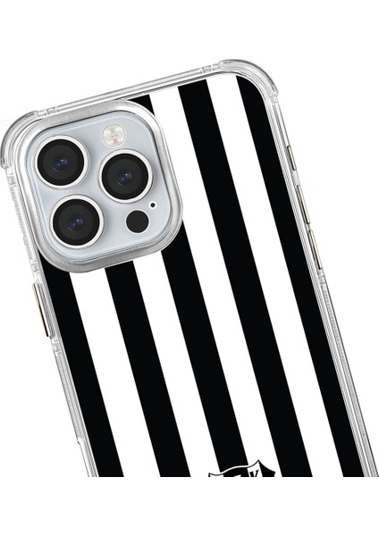 Apple iPhone 15 Pro Max Beşiktaş Çubuklu Logo Şeffaf Telefon Kılıfı