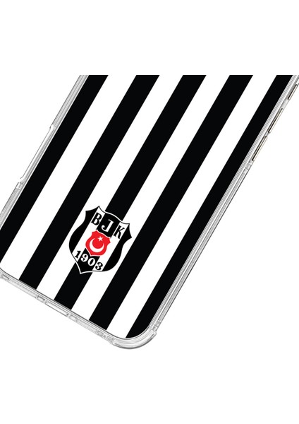 Apple iPhone 15 Pro Max Beşiktaş Çubuklu Logo Şeffaf Telefon Kılıfı