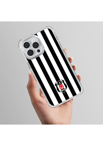 Apple iPhone 15 Pro Max Beşiktaş Çubuklu Logo Şeffaf Telefon Kılıfı