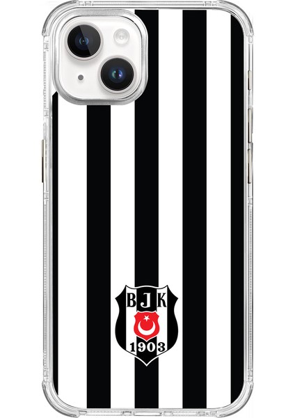 Apple iPhone 15 Pro Beşiktaş Çubuklu Logo Şeffaf Telefon Kılıfı