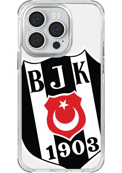 Apple iPhone 14 Pro Beşiktaş Büyük Logo Şeffaf Telefon Kılıfı